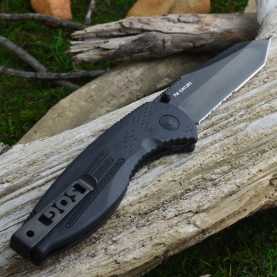 SOG Aegis AUS-8 Tanto Part Serrated TiNi Assisted Opening Tactical Knife AE-04 - 02.JPG