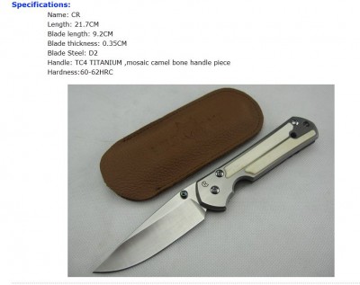 Chris Reeve D2 Blade Sebenza 21 Style Camel Bone inlay TC4 TITANIUM Handle Folding knife.JPG